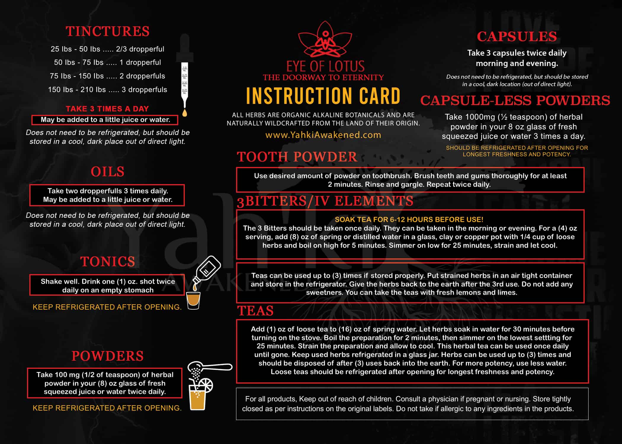 Yahki Awakened Instruction Card